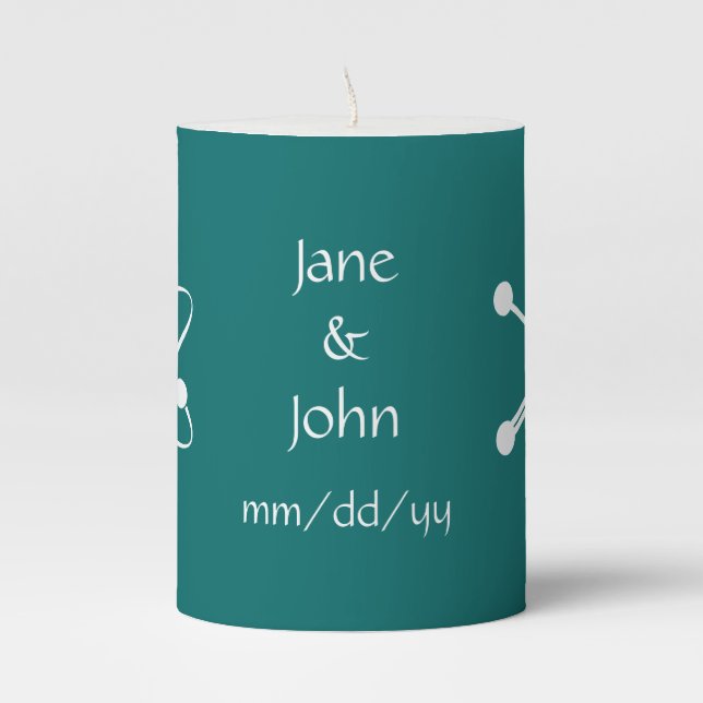 Attractive Forces in Teal  Pillar Candle (Front)