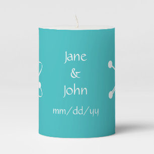 Attractive Forces in Turquoise Pillar Candle