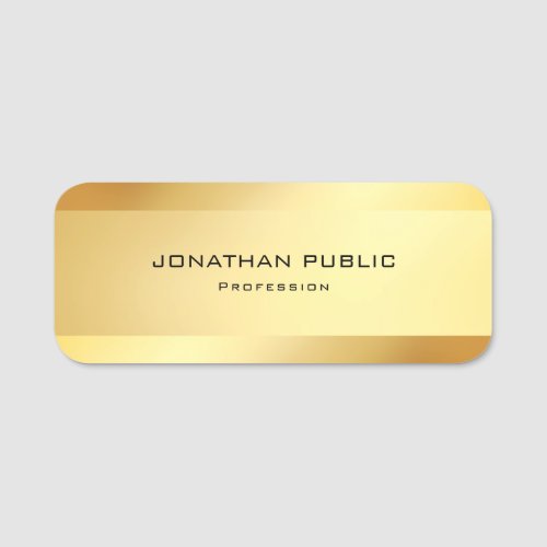 Attractive Glamorous Gold Modern Simple Template Name Tag