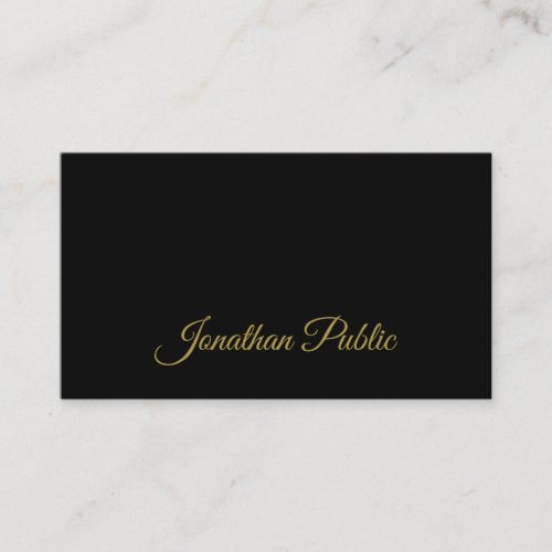 Attractive Gold Calligraphy Script Simple Black Business Card