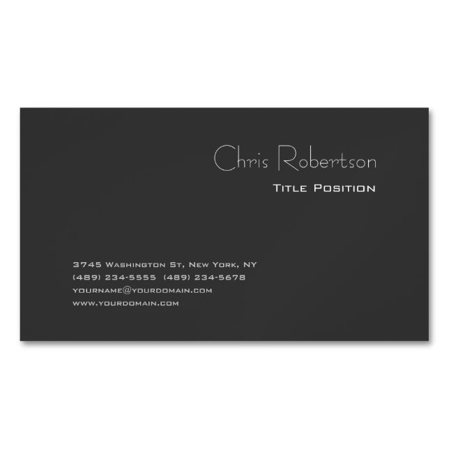Attractive Gray Chic Sharp Modern Business Card Magnet (Front)