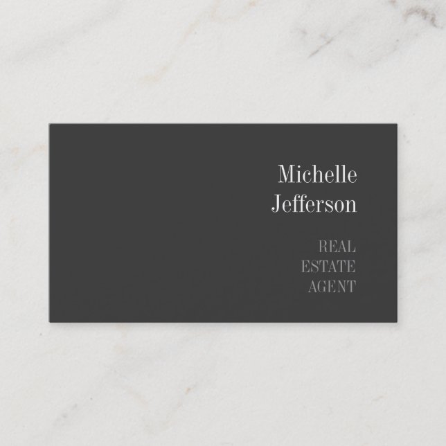Attractive Gray Real Estate Agent Business Card (Front)