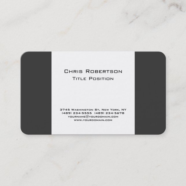 Attractive Gray White Charming Business Card (Front)