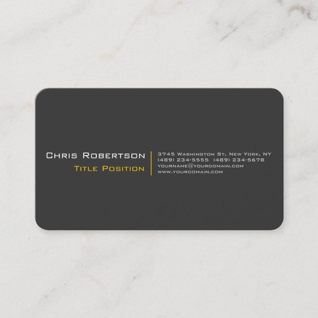 Attractive Gray Yellow Charming Business Card (Front)