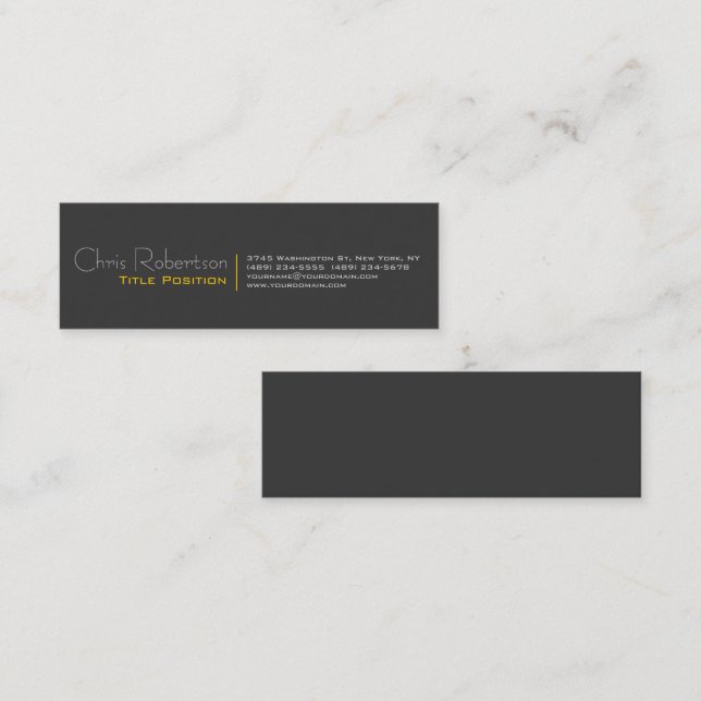 Attractive Gray Yellow Charming Mini Business Card (Front/Back)