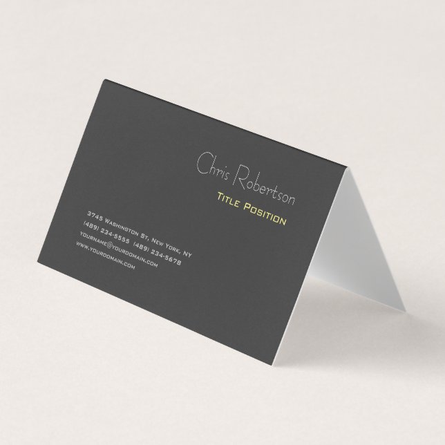 Attractive Gray Yellow Chic Sharp Modern Business Card (Front)
