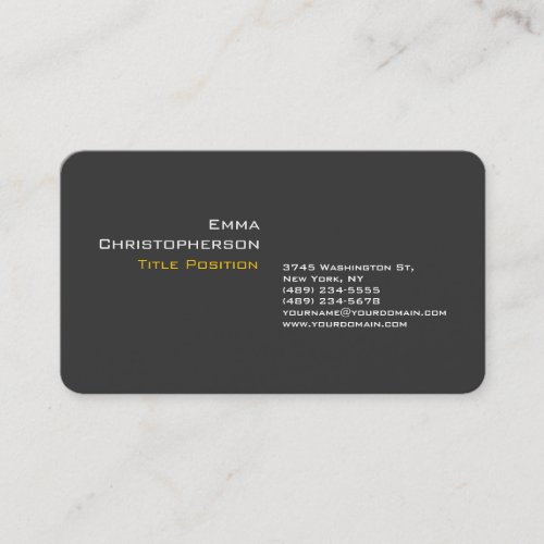 Attractive Gray Yellow Professional Modern Business Card