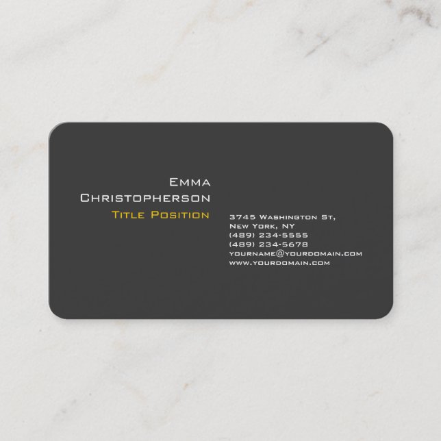 Attractive Gray Yellow Professional Modern Business Card (Front)