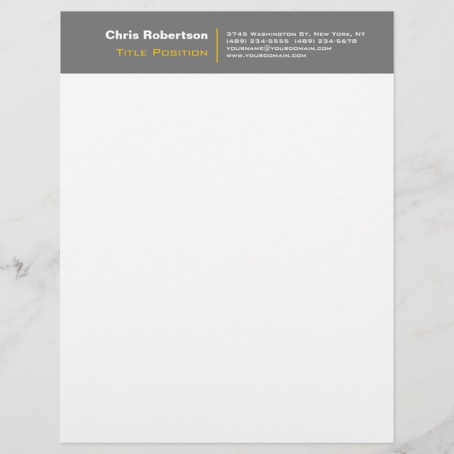 Attractive Gray Yellow White Charming Letterhead (Front)