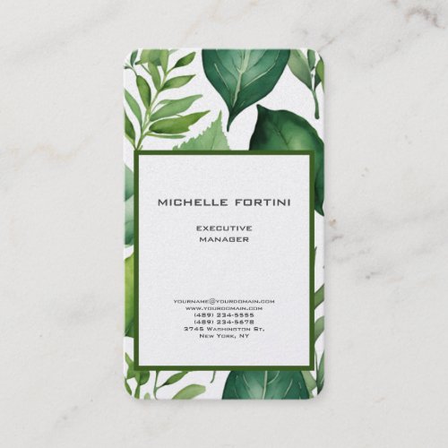 Attractive Greenery Modern Minimalist Chic Business Card