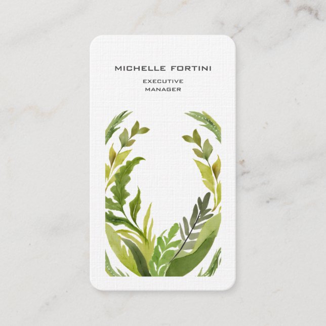 Attractive Greenery Modern Minimalist Chic Business Card (Front)