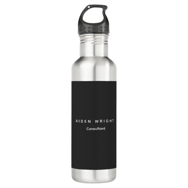 Attractive Grey Classical Minimalist Stainless Steel Water Bottle (Front)