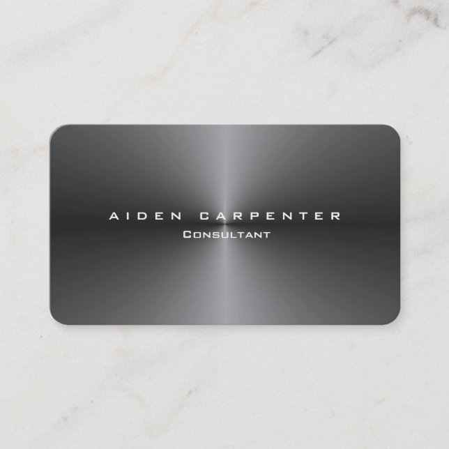Attractive Grey Metallic Modern Stylish Minimalist Business Card (Front)