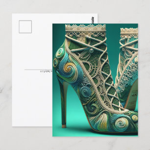 Attractive lace knitted heel, Postcrossing Postcard