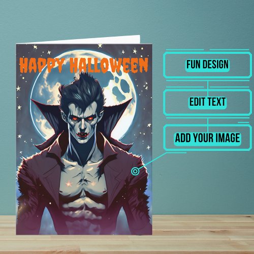 Attractive Male Vampire Halloween Card