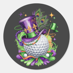 Attractive Mardi Gras Mix Golf Costume Festive Classic Round Sticker