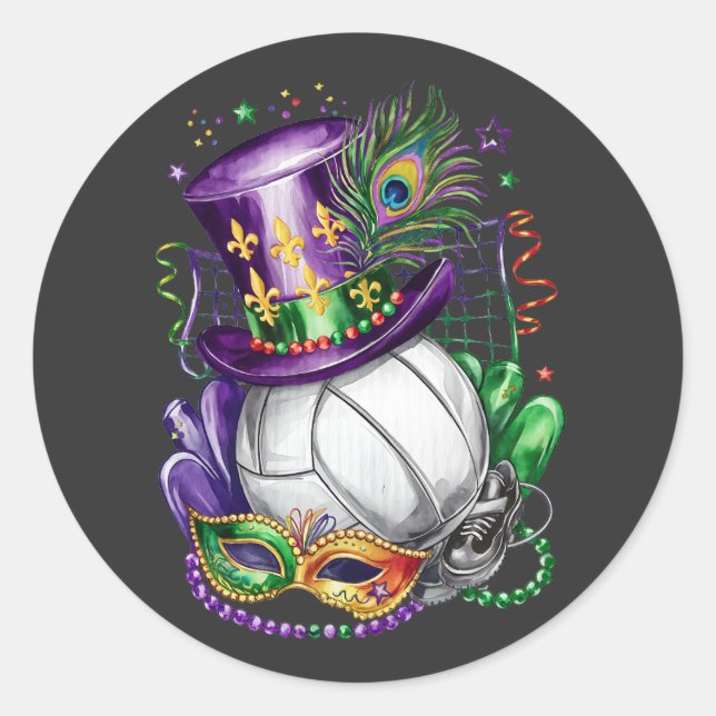 Attractive Mardi Gras Mix Volleyball Costume Festi Classic Round Sticker (Front)