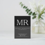Attractive Monogram Black Gray Cool Business Card (Standing Front)