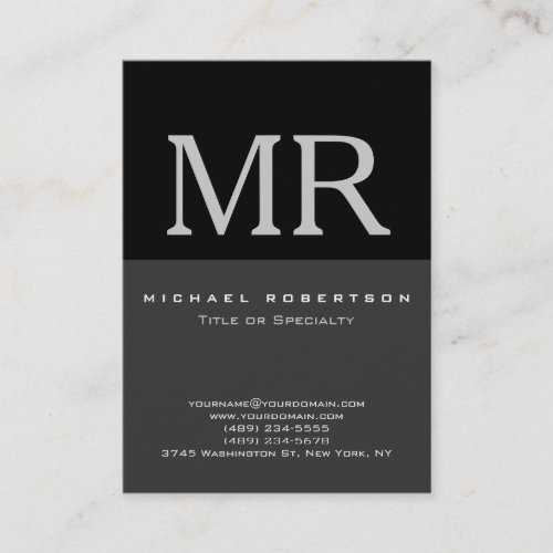 Attractive Monogram Black Gray Cool Business Card