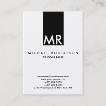 Attractive Monogram Black White Clear Business Card by hizli_art at Zazzle