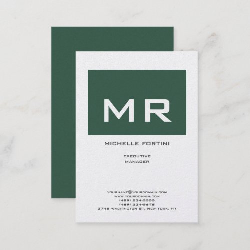 Attractive Monogram Green White Premium Pearl Business Card