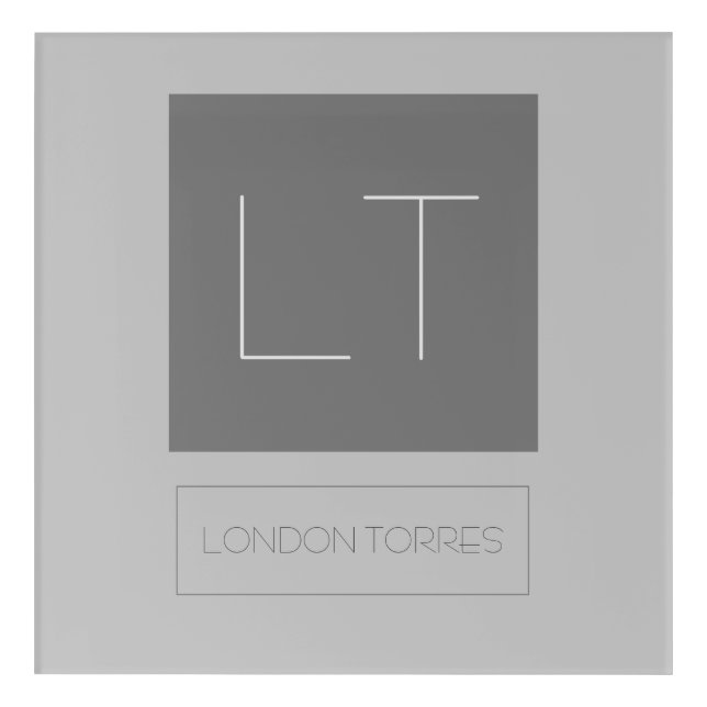 Attractive Monogram Grey Plain Acrylic Print (Front)