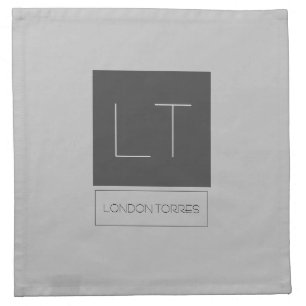 Attractive Monogram Grey Plain Name Cloth Napkin