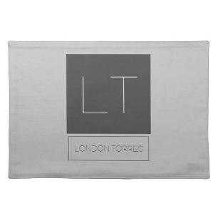 Attractive Monogram Grey Plain Name Cloth Placemat