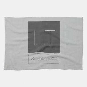 Attractive Monogram Grey Plain Name Kitchen Towel