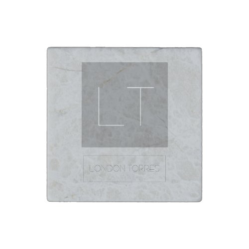 Attractive Monogram Grey Plain Stone Magnet