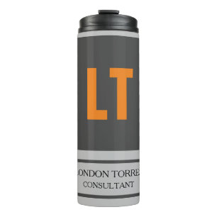 Attractive Monogram Grey Plain Thermal Tumbler
