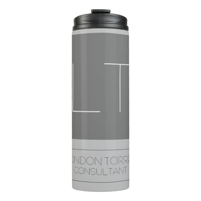 Attractive Monogram Grey Plain Thermal Tumbler (Front)