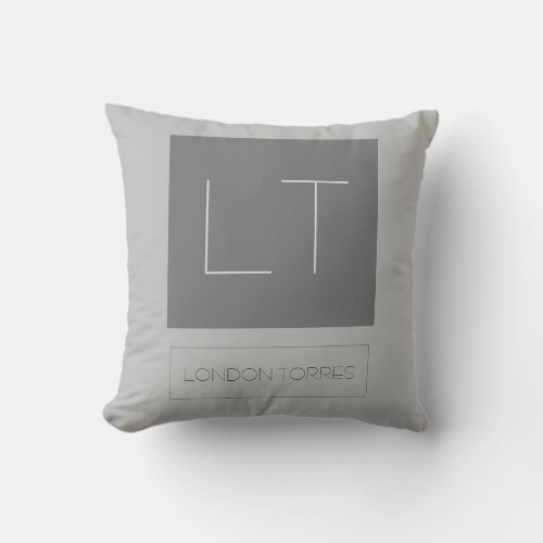 Attractive Monogram Grey Plain Throw Pillow