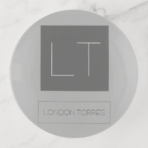Attractive Monogram Grey Plain Trinket Tray