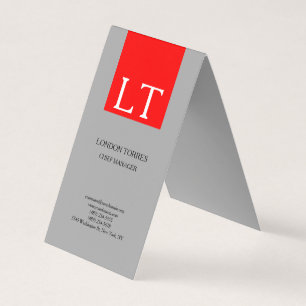 Attractive Monogram Grey Red White Plain Business Card