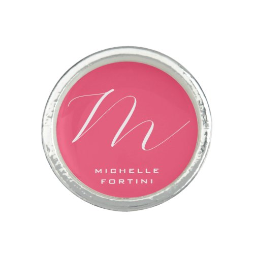 Attractive Monogram Pink White Modern Plain Ring