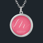 Attractive Monogram Pink White Modern Plain Silver Plated Necklace<br><div class="desc">Plain Minimalist Modern Designs. They're all simple,  attractive,  unique.</div>