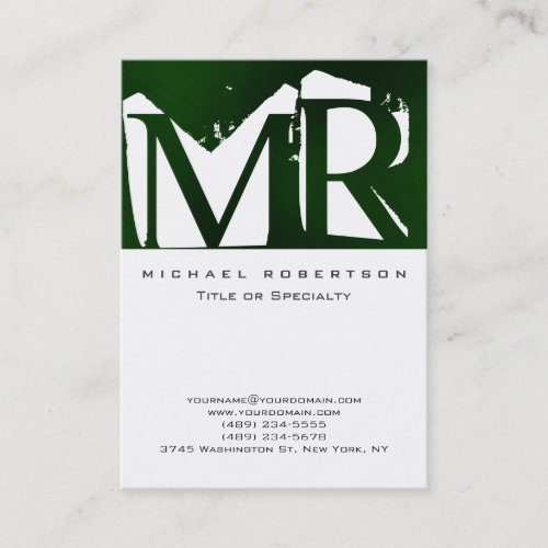 Attractive Monogram White Green Cool Business Card