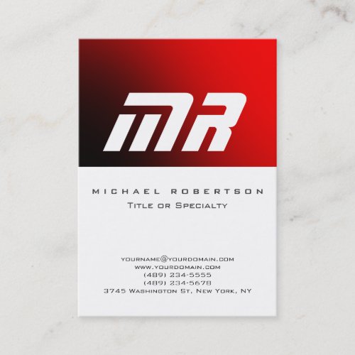 Attractive Monogram White Red Cool Business Card