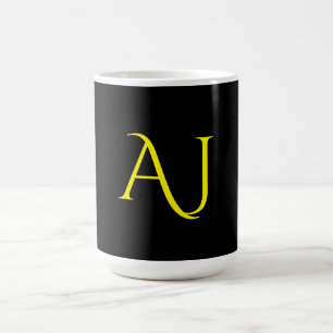 Attractive Monogram Yellow Black Modern Minimalist Coffee Mug