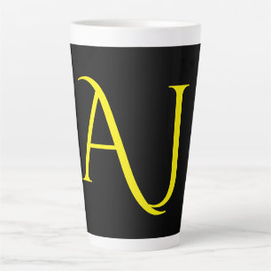 Attractive Monogram Yellow Black Modern Minimalist Latte Mug