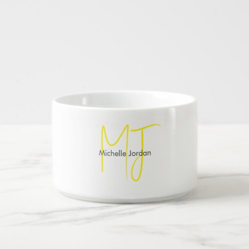 Attractive Monogram Yellow White Modern Minimalist Bowl
