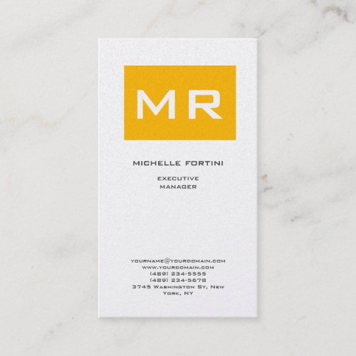 Attractive Monogram Yellow White Modern Minimalist Business Card