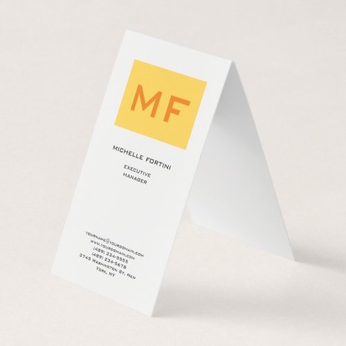 Attractive Monogram Yellow White Modern Minimalist Business Card