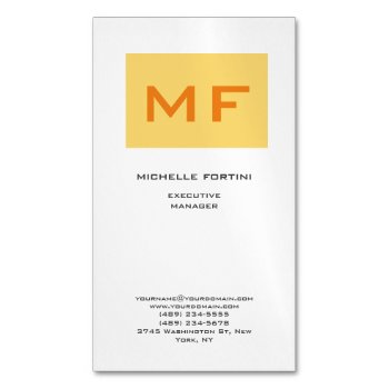 Attractive Monogram Yellow White Modern Minimalist Business Card Magnet by hizli_art at Zazzle