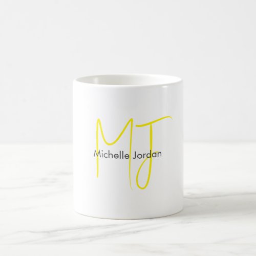 Attractive Monogram Yellow White Modern Minimalist Coffee Mug