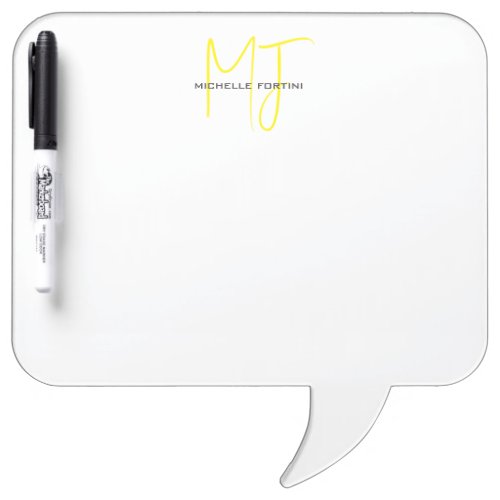 Attractive Monogram Yellow White Modern Minimalist Dry Erase Board