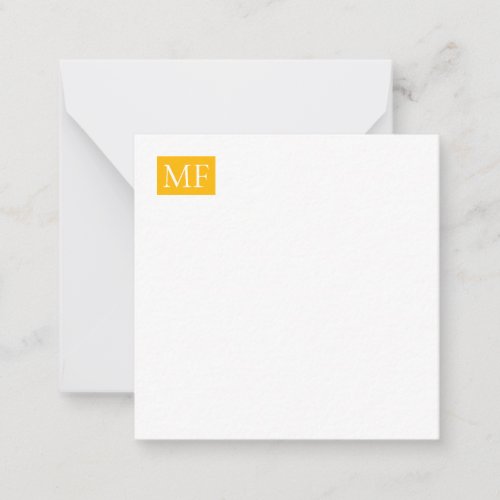Attractive Monogram Yellow White Modern Minimalist Note Card