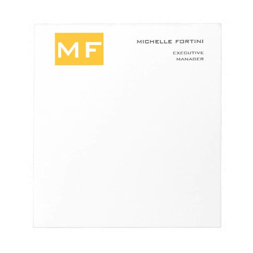 Attractive Monogram Yellow White Modern Minimalist Notepad