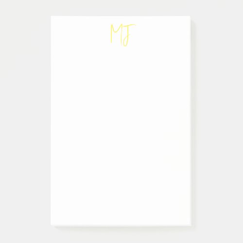 Attractive Monogram Yellow White Modern Minimalist Post_it Notes